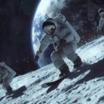 vesmír, astronauti, měsíc